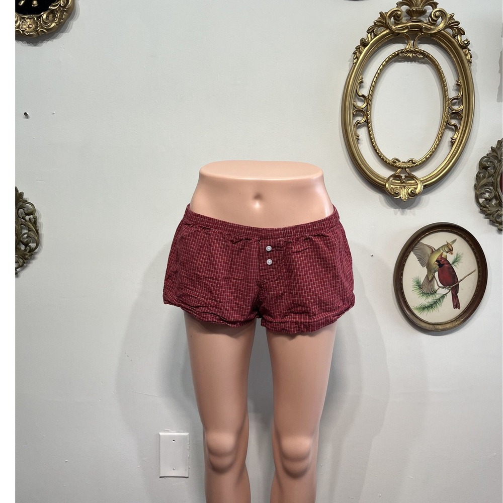 Brandy Melville Red Plaid Boxer Shorts Vintage Y2K Loungewear One Size
